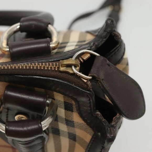 BURBERRY Nova Check Hand Bag PVC Leather 2way Beige Brown Auth 117724 - Picture 7 of 16